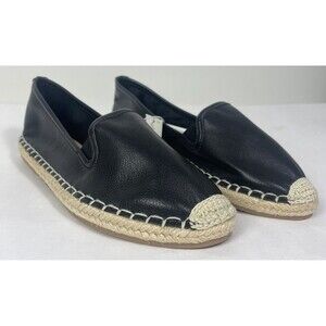 Old Navy Womens Size 6 Black Faux Leather Espadrille Shoes Loafer Boho Y2K